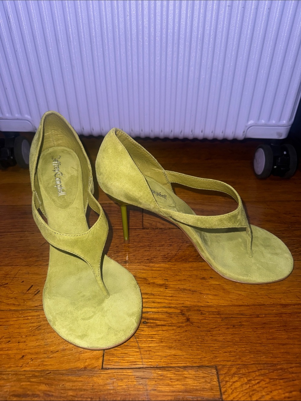 Jeffrey Campbell Women’s Suede Thong High-Heel Sandals in Olive Green